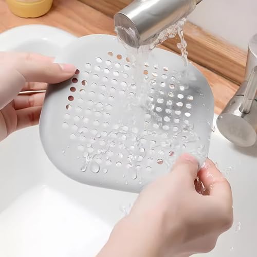 2-piece Silicone Hair Collector, Square Shower Drain Cover with Strong Suction Cup, Anti Clogging Hair Collector for Bathtub, Shower and Bathroom Drainage (Orange) - color: Brown