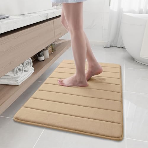 Buganda Memory Foam Bath Mat, 35.4" x 24", Ultra Soft Bathroom Rugs, Water Absorbent and Machine Washable Bath Rug Runner for Bathroom, Shower, and Tub, Camel - color: Camel, size: 35.4" X 24"