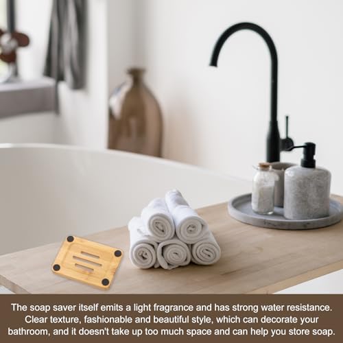 uxcell Wooden Soap Dish, Natural Bamboo Soap Tray Self Draining Soap Holder Saver for Bathroom, Bathtub, Kitchen Sink, 4Pcs