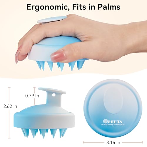 HEETA Scalp Massager Hair Growth, Soft Silicone Scalp Scrubber Shampoo Brush for Exfoliation, Dandruff Removal Head Massage Stress Relax, Wet & Dry Use for Thick Thin Curly Hair Care, Gradient Blue - color: Gradient Blue