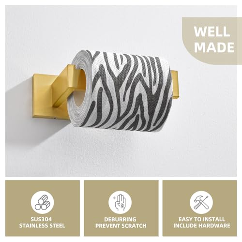 Toilet Paper Holder, Angle Simple SUS304 Stainless Steel Bathroom Tissue Holder, Open Arm Toilet Paper Roll Hanger Wall Mount, Brushed Dark Gold - color: Brushed Dark Gold