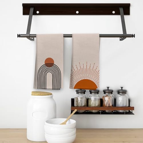 OHSUL Boho Kitchen Towels, Rustic Kitchen Decor, Boho Bath Decor, Hand Towels, Bathroom Set, Sun Decor, Bohemian Bath Decor, Decorative Kitchen Towels (Color-1) - color: Color-1