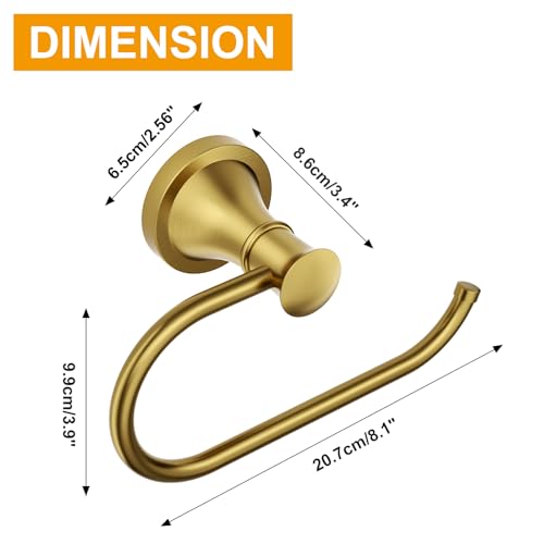 BESy Brushed Gold Toilet Tissue Paper Holder Brushed Gold Bathroom Accessories Toilet roll Paper Hanger, Wall Mounted, Rustproof - color: Brushed Gold