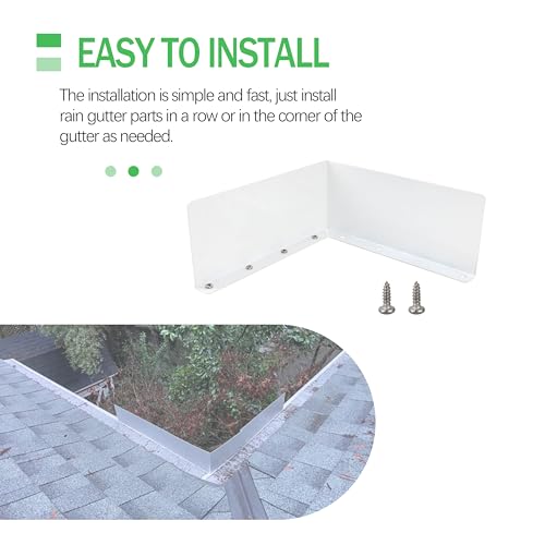 4 Pcs Gutter Valley Splash Guards Downspout Roof Rain Diverter White Gutter Valley Splash Guards with 32 Screws, Suitable for Corners of Residential Roofs (Foldable)