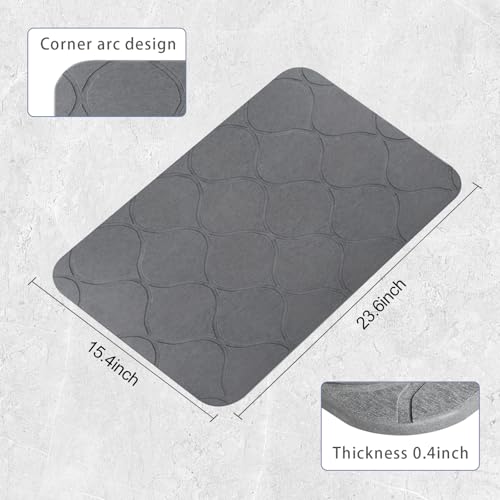 Stone Bath Mat Diatomaceous Earth Shower Mat Non-Slip Super Absorbent Quick Drying Diatomite Stone Mats for Bathroom Floor Kitchen, 2 Pack (Grey, 24x15) - color: Grey Wave