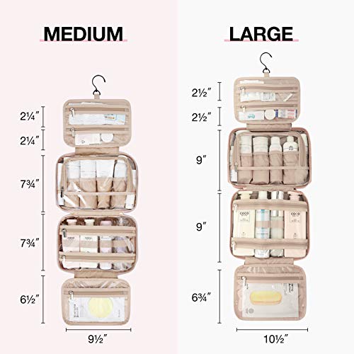 BAGSMART Toiletry Bag Hanging Travel Makeup Organizer with TSA Approved Transparent Cosmetic Bag Makeup Bag for Full Sized Toiletries, Large-Pink - color: Pink, size: Large