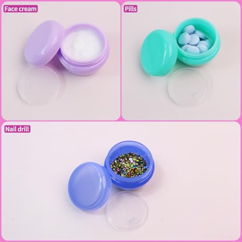 GAQWOK 6 Pcs 20ml Small Travel Containers Portable Toiletry Storage Jars | Compact travel size for creams lotion, comes with 2 small spoons, ideal for outdoor traveling daily use