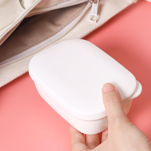 Beaupretty 2pcs Portable Travel Soap Box with Lid Leakproof Drainable Soap Holder Set White Rectangular Round Bathroom Case for Shower and Travel Use
