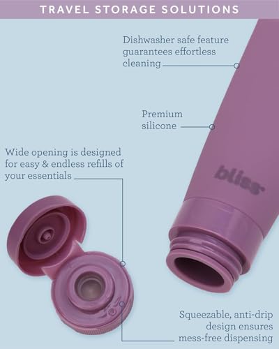 Bliss Travel Bottles Set - 10PC TSA Approved Leak Proof Refillable Travel Size Toiletries Containers for Shampoo Conditioner Lotion & Skincare, Size One Size, Mauve - color: Mauve