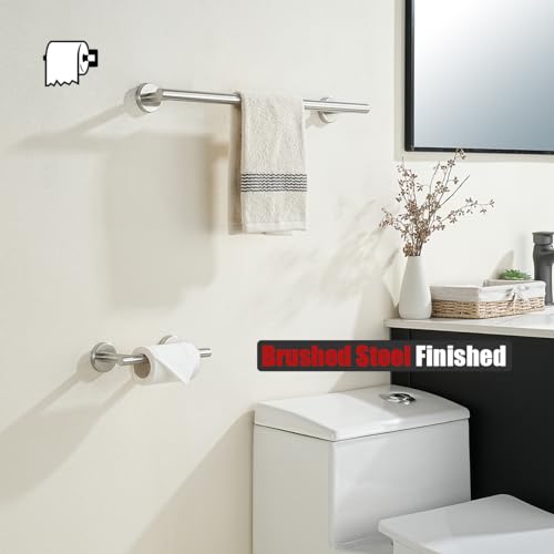 JQK Brushed Toilet Paper Holder, Double Post Pivoting Tissue Holder Wall Mount, 304 Stainless Steel Hold Mega Rolls, TPH150-BN - color: Brushed Steel
