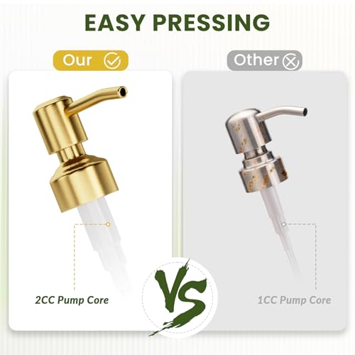 AmazerBath Soap Dispenser Green Glass Soap Dispenser with Pump Stainless Steel, 14.2OZ Luxury Gold Hand Soap Dispensers Bottles Bathroom, Refillable Kitchen Soap Dispenser for Dish Soap, 1 Pack - color: Green & Gold - 1 Pack