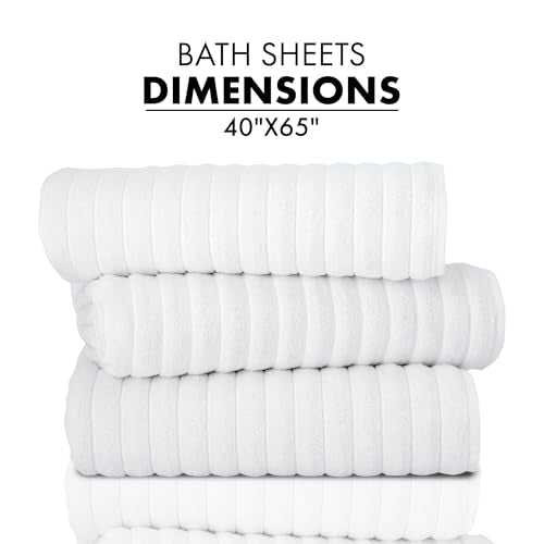 Classic Turkish Towels CTT - Luxury 3 Piece Jumbo Bath Sheets, 100% Turkish Cotton, Absorbent & Ultra Comfy Bath Towel Sheets for Hotels & Spa | 40"x65" (White) - color: White, size: 3-Piece Bath Sheets