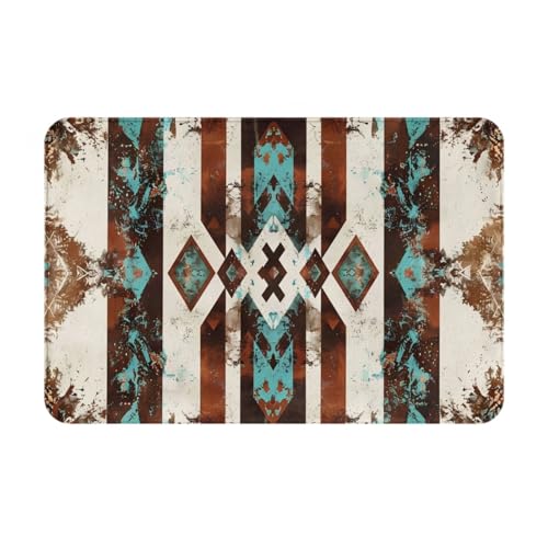 Bath Mat Cowhide Print Western Quick Dry Bathroom Rugs Non Slip Absorbent Shower Flannel Rug Floor Mat for Bathroom,Bathtub,Sink,Bedroom,16"X24" - color: Cay14