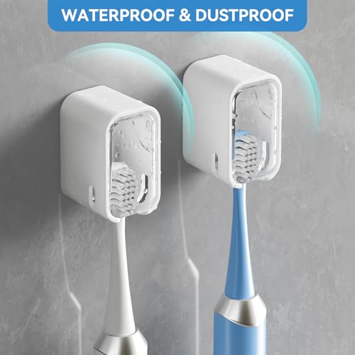 Toothbrush Holders for Bathroom【Innovation Single Slot Design】 2PCS Toothbrush Holder Wall Mounted with Cover for Shower, Single Toothbrush Dispenser Storage Organizer for Family & Travel - color: Clear