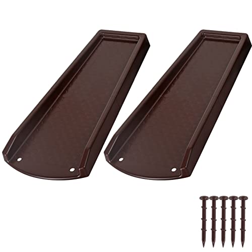 plusgutter Rain Gutter Downspout Splash Block, Gutter Downspout Extensions for Water Drainage, 24" Gutter Splash Guards Downspout Extender, Fixable Down spout Drain Trays with PE Nails(2 Pack, Brown) - color: Brown