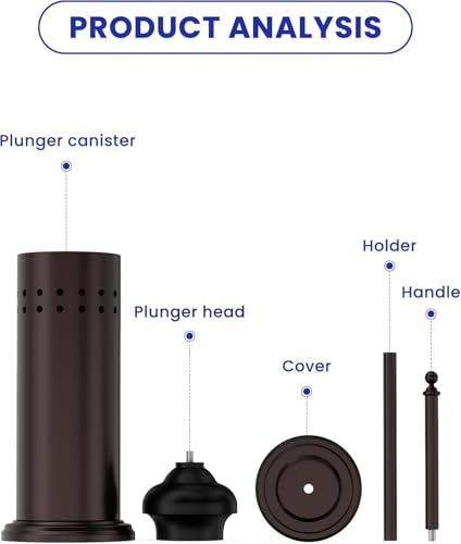 DOWRY Anti-Hand Off Toilet Plunger with Holder for Bathroom,Powerful Efficient Force Suction Cup,Heavy Duty, Deep Cleaning Bronze - color: Oil Rubbed Bronze