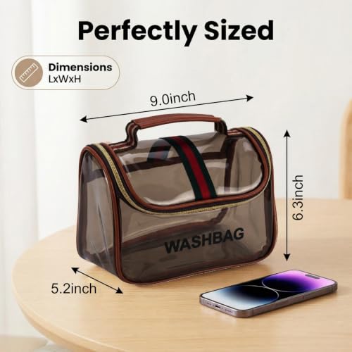Retro Clear Makeup Bag Waterproof Large Capacity Zipper Travel Toiletry Organizer for Women - size: M3