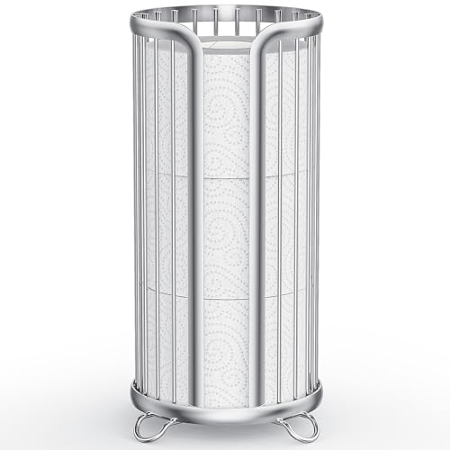 Toilet Paper Holder Stand, Freestanding Toilet Paper Storage,Silver | Waterproof Raised Feet,Rustproof,Fit 3 Mega Rolls,No Drilling No Assemble,Minimalistic Storage,Space-saving Renter Friendly - color: Silver, size: 1 Pack
