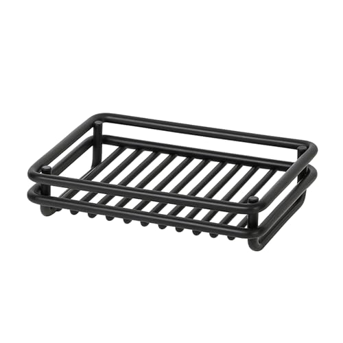 Creative Home Rust Resistant Metal Wire Soap Dish, Black, 3.1 x 4.4 in - color: Black
