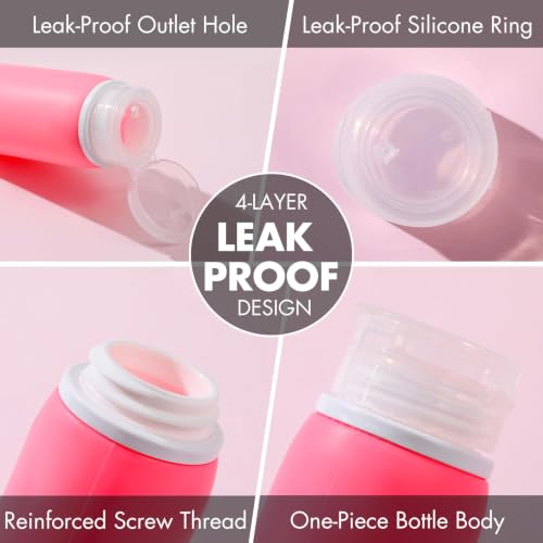 Muslish 21 Pack Travel Bottles for Toiletries, Leak-Proof TSA Compliant Silicone Travel Size Containers for Shampoo and Conditioner, BPA Free with Toiletry Bag (Pink) - color: Pink