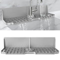 17” x 5.5” Silicone Faucet Handle Drip Catcher Tray Mat, Silicone Faucet Mat Dish Soap Sponge Holder for Kitchen Sink, Drying Mat for Kitchen Counter Bathroom Kitchen Sink Splash Guard - Grey - size: 17” Grey