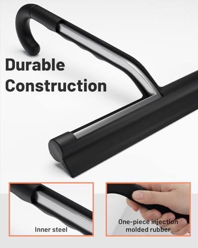 Silicone Shower Squeegee with Hook,Dual-Sided Design with Scraper & Scrub Surface, Shower Squeegee for Glass Doors (Classic Black) - color: Classic Black