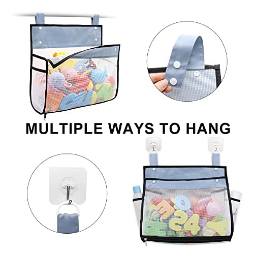 Muchufn Bath Toy Organizer Multiple Ways to Hang | Extra Large Opening Bathroom Toy Holder, Bottom Zipper Bathtub Toy Storage Bag (Black) - color: Black