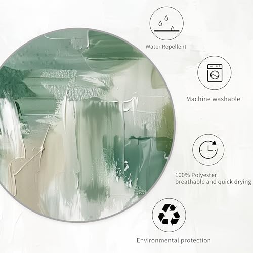 Miyotaa Abstract Sage Green Shower Curtain Set 60Wx71H Inches Brush Stroke Art Neutral Modern Contemporary Oil Painting Waterproof Bathroom Curtain with 12 Hooks - color: Abstract Sage Green, size: 60"W x 71"L (Pack of 1)