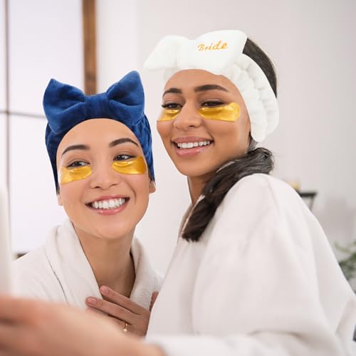Semato Bachelorette Party Favor Set - Bride & Bridesmaid Spa Headbands (1 Bride + 7 Navy Blue) - color: 1 bride+ 7 navy blue
