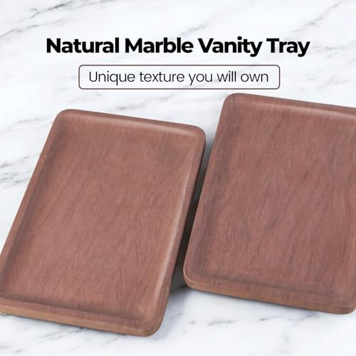 Karibiber Marble Vanity Tray, 11.8in Sandstone Bathroom Kitchen Tray for Countertop, Decorative Dresser Organizer, Perfume Storage, Jewelry Holder, Brown Stone Gift for Man - color: Brown