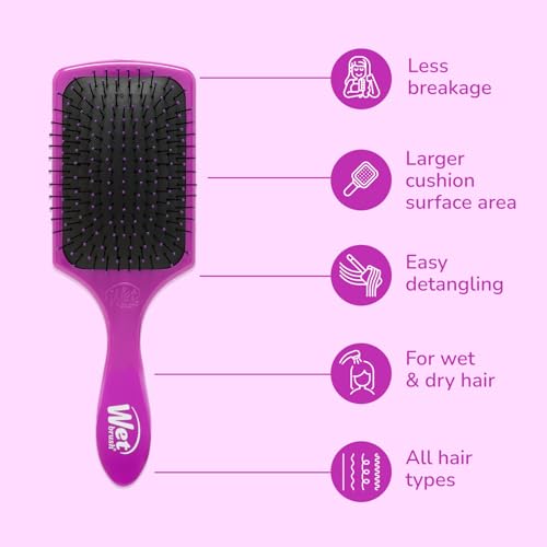 Wet Brush Paddle Detangler Hair Brush, Purple, Ultra-Soft IntelliFlex Bristles with AquaVent Design, Great For Treatment & Mask Application, Women, Men, Wet, Dry and Damaged Hair - color: Purple, size: 1 Count (Pack of 1)