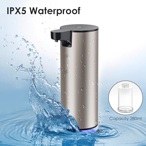 Automatic Soap Dispenser Foam Rechargeable: Touchless Soap Dispenser Stainless Steel with Sensor for Bathroom Kitchen - color: Silver2