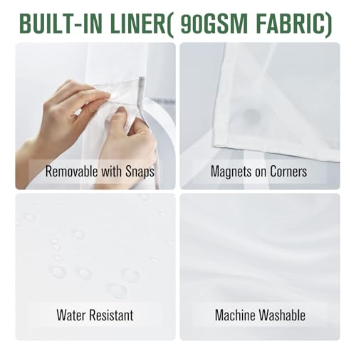 Yiatn No Hook Grey Small Stall Shower Curtain with Snap in Fabric Liner Set - Hotel Style with See Through Mesh Top Window, Modern Geometric Waterdrop Design,Waterproof and Washable, 36x74 INCH - color: A. Grey, size: 36"W x 74"L (Pack of 1)