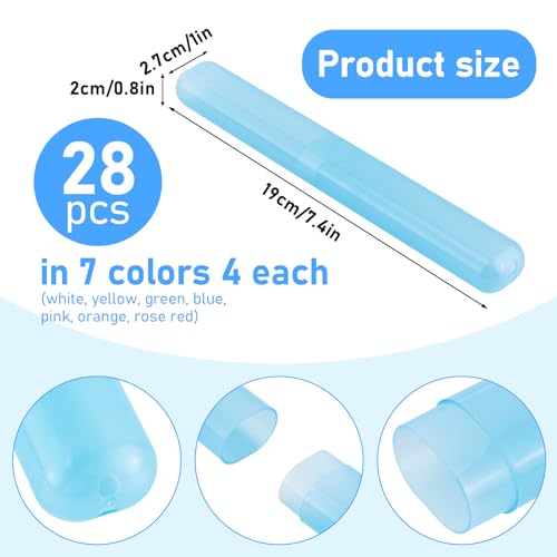 28 PCS Travel Toothbrush Case, 7 Colors Portable Toothbrush Storage Cases, Dust-Proof Toothbrushes Case, Breathable Toothbrushes Travel Containers for Trip Home Camping Daily Use