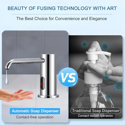 Touchless Automatic Soap Dispenser Built-in Sink Electric Soap Dispenser for Kitchen Bathroom Commercial Home Use, Infrared Sensor with 33.81oz/1000ml Bottle Pump, Chrome - color: Liquid-chrome