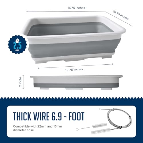 CPAP Cleaning Kit for Hose and Mask, CPAP Hose Cleaning Brush, Collapsible Wash Basin, Hose Hanger, Compatible with Standard and Slimline CPAP Tubing (Hanging Dry Kit)
