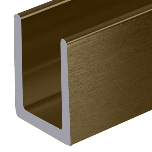 Brixwell SDCD38BBRZ-CCP4 Brushed Bronze 3/8" Fixed Panel Shower Door Deep U-Channel - 4 inch Sample - color: Brushed Bronze, size: 4 Inch - Sample