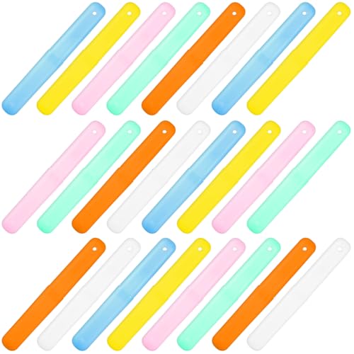 24 PCS Large Travel Toothbrush Holders, Portable Plastic Toothbrush Case, Travel Toothbrushes Storage Cases for Home, Business and Travel, 6 Assorted Colors, 0.79×1.02×7.64 Inch