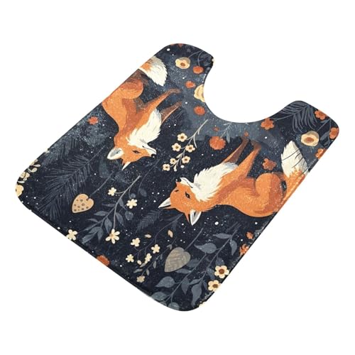 Cute Foxes Bathroom Rug - 20" x24" U-Shaped Ultra Soft Non Slip Bath Mat Absorbent Plush Shaggy Bath Rugs for Tub, Shower, Bath Room, Machine Wash - size: 1'8" x 2' (U-Shape)