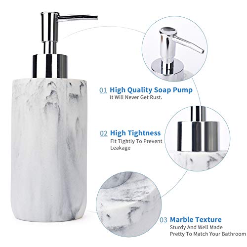 L'ARL GMVOI Bathroom Accessories Set,4 Pieces Marble Bathroom Vanity Countertop Accessory Set with Bathroom Toothbrush Holder Set,Soap Dispenser,Tumbler,Soap Dish for Bathroom Home Decor - color: White Marble