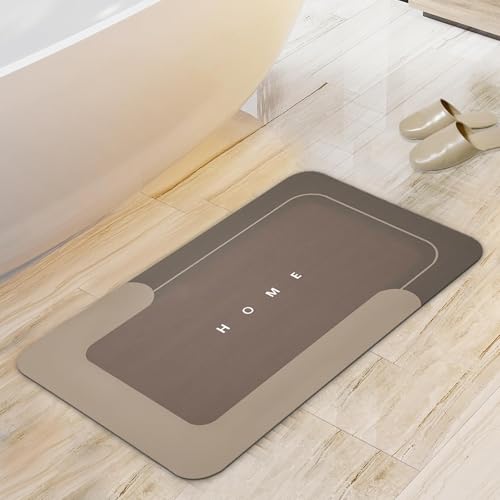 Housego Absorbent Bath Mat Magic Rug, Quick Drying Magic Bath Mat Non-Slip Floor Rug Rubber Backed for Bathroom Kitchen Shower Sink, Water Absorbent (1PC, 16.93''x26.77’’, Brown) - color: Brown, size: 1'5" x 2'3" (Rectangular)