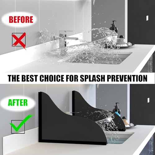 Shower Splash Guard Kit - Large Size Thickened Water Blocker with Extra-Strong Adhesive for Walk-in Shower/Bathroom/Bathtub/Kitchen Sink - Black Frosted/Matte Acrylic Plate Pack of 2(10"x12") - color: Black Frosted