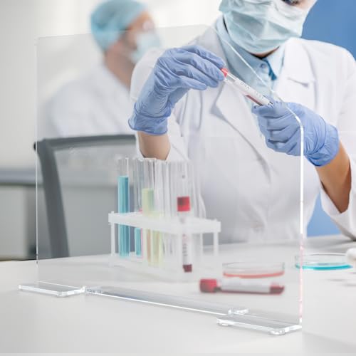 Marketing Holders Clear Acrylic Splash Guard Panel Barrier 23.5" x 4.5" x 18" with Feet and Cutaway for Splatters and Messes - size: 23.5"W x 4.5"D x 18"H