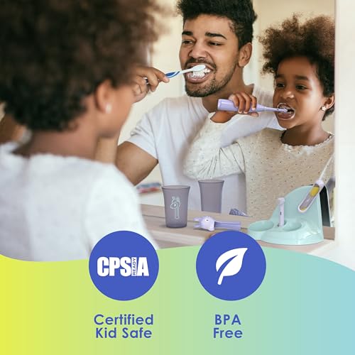 Brusheez Kids’ Electric Toothbrush Set - Safe & Effective for Ages 3+ - Parent Tested & Approved with Gentle Bristles, 2 Brush Heads, Rinse Cup, 2-Minute Timer, & Storage Base (Ollie the Elephant) - color: Ollie the Elephant
