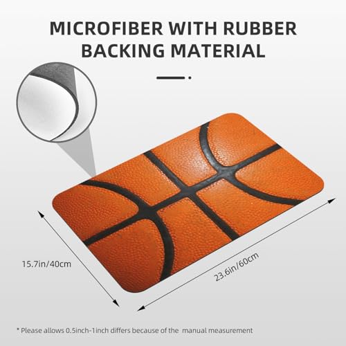 Basketball Texture Bath Mat Rugs 15.7x23.6 in, Sport Theme Diatomaceous Earth Bathroom Rug Rubber Non-Slip Absorbent Bathroom Mat for Bathroom Kitchen Floor, Tub and Shower Sink - color: Basketball