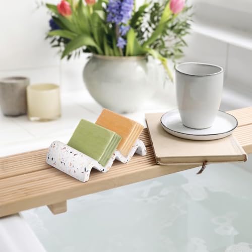 Luxspire Soap Dish, Marble Soap Dish, Self-draining Tray, Soap Holder Saver for Shower, Bathroom, Sink, Kitchen and Countertop - Terrazzo - color: Terrazzo