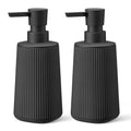 Black 2 Pack Hand Soap Dispensers Set with No Rust Pump for Bathroom and Kitchen Countertops Refillable Matte Striped Plastic 8.5 oz - color: Black Set of 2