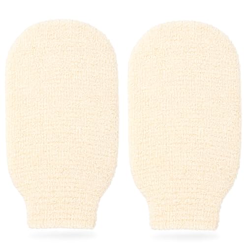 2-Pack Hemp Bath Gloves – Natural Shower Mitts for Body Scrub, Gentle Exfoliating Washcloth Mittens for Men & Women Skincare