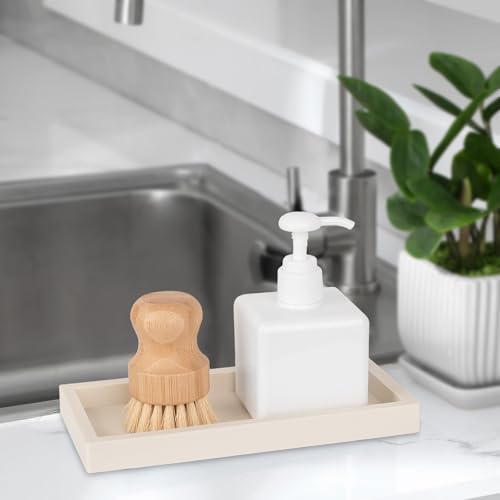 Silicone Bathroom Vanity Tray Dish Soap Holder Sink Organizer, Beige | Small, Thickened Silicone, Easy to Clean, Waterproof, Non-Slip, for Countertop, Kitchen, Bedroom, Dresser - color: Beige, size: 7.9" x 4.0"