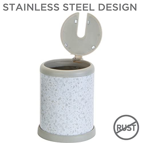 Bath Bliss Toilet Brush and Holder | Self Closing Lid | 360 Degree Brush Head | Bathroom Cleaning | Compact Size | Storage and Organization | Terrazzo White - color: Terrazzo White, size: 1 Pack